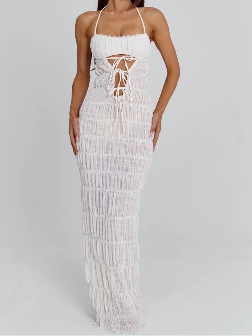 White Women's Crochet Bikini Top & Skirt Set - Picture 2 of 4